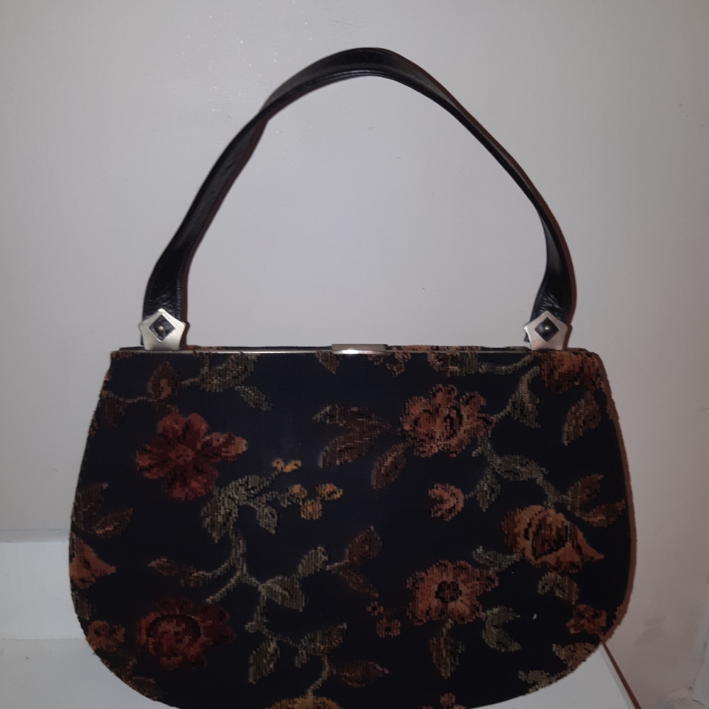 Vintage Fiesta Women's hands Bag needlepoint multicolore made In Canada 14"X10" - Picture 1 of 10
